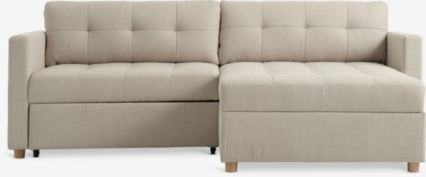 Sovesofa m/sjeselong TEGLHUSE beige stoff