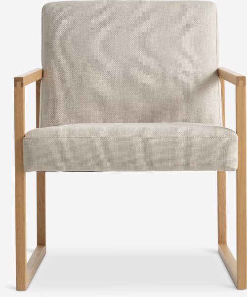 Armchair KALUNDBORG sand fabric/oak