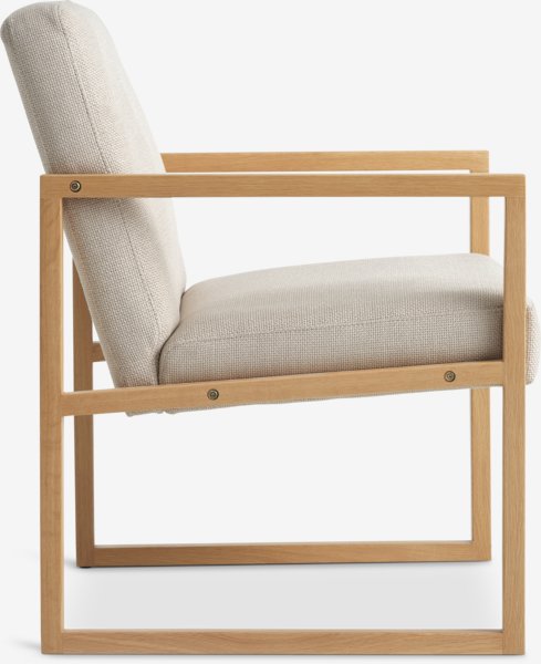 Armchair KALUNDBORG sand fabric/oak