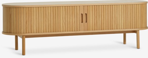 Meuble TV LYNGVIG 160cm 2 portes tambours chêne naturel