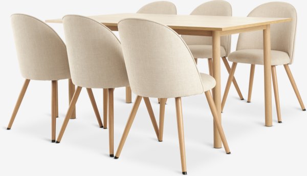 ALSTED L160 table oak + 4 THORUP chairs beige/oak