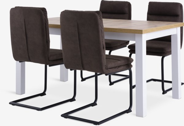 MARKSKEL L150/193 table + 4 ULSTRUP chaises anthracite