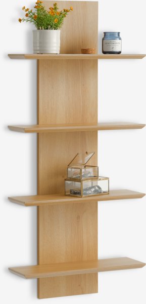 Wall shelf BORUM 4 shelves oak colour