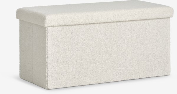 Pouf NYSTED 76x38 a/rangement tissu teddy blanc cassé