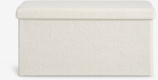 Puff NYSTED 76x38 tárolórekesszel törtfehér teddy plüss