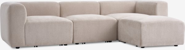 Modular sofa SKEJBY 3 seater with pouffe sand fabric