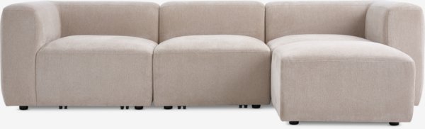 Modular sofa SKEJBY 3 seater with pouffe sand fabric