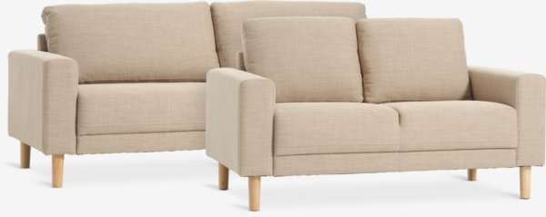 Sofa set EGENSE 2 pieces sand fabric