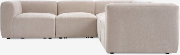 Modular sofa SKEJBY 5 seater corner sand fabric