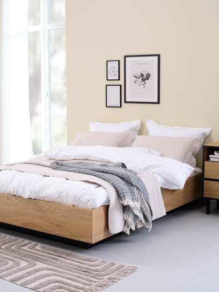 Bed frame ELLINGE Super King with storage oak colour