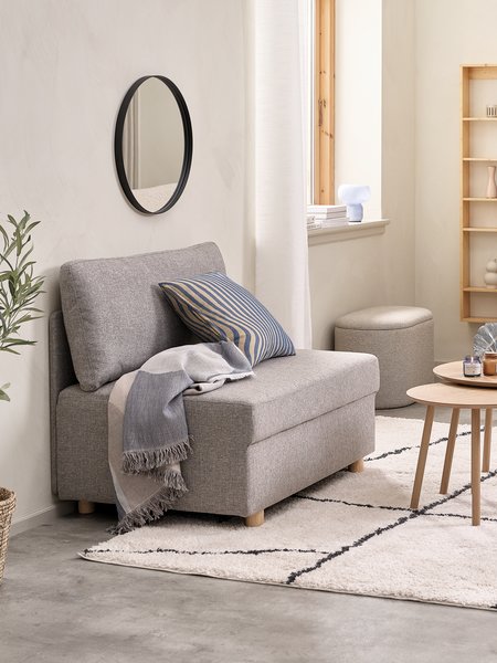 Kauč OLSTRUP siva tkanina/boja hrasta