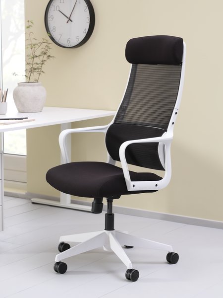 Chaise de bureau HEDENSTED tissu noir/blanc