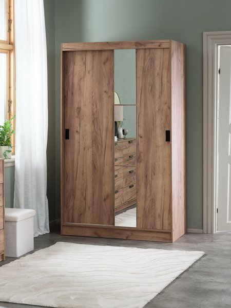 Wardrobe ODDER 120x201 2 sliding doors w/mirror oak