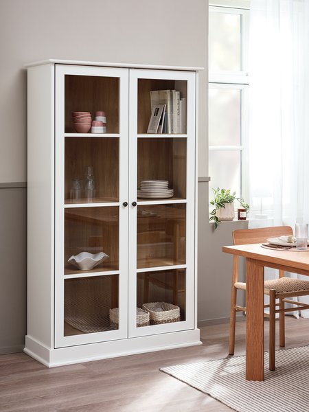 Display cabinet KIRKEBY 2 doors white/oak colour