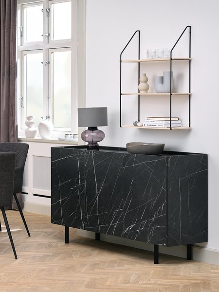 Sideboard KRONDAL 3 Türen schwarz/marmorfarben