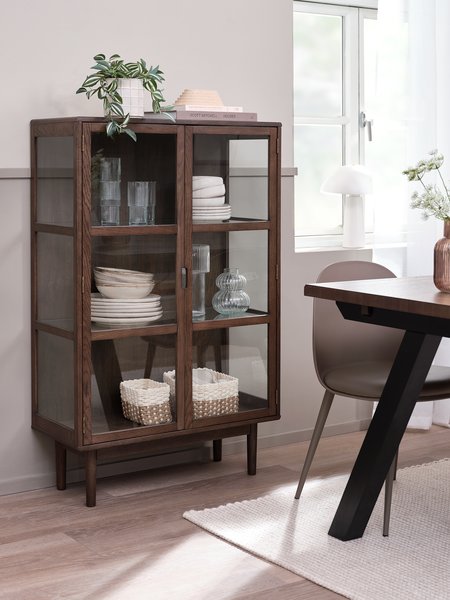 Display cabinet VESTERBY low 2 doors dark oak