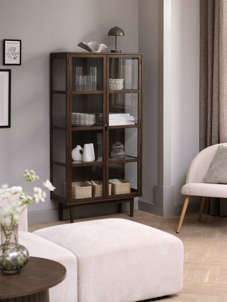 Display cabinet VESTERBY high 2 doors dark oak