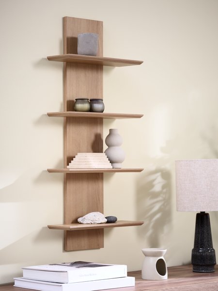 Wall shelf BORUM 4 shelves oak colour