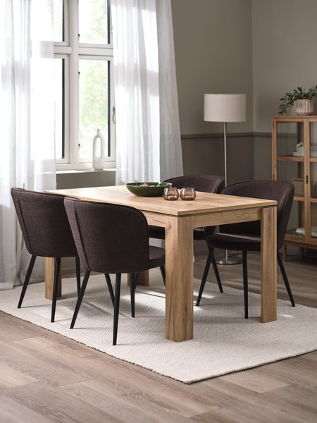 LINTRUP L140 table oak + 4 RISSKOV chairs dark brown