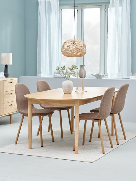 MARSTRAND L200/280 tafel eiken + 4 EJSTRUP donker zand