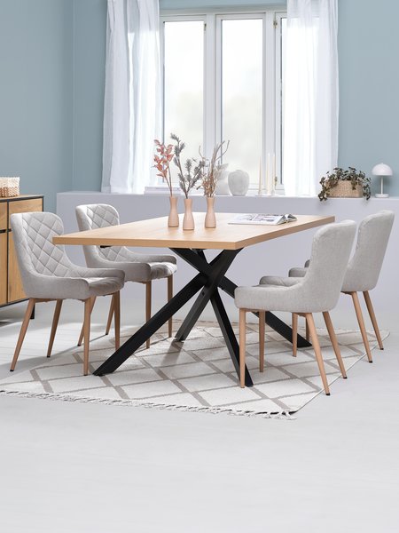 NORTOFT L200 table chêne + 4 BELLINGE chaises sable/chêne