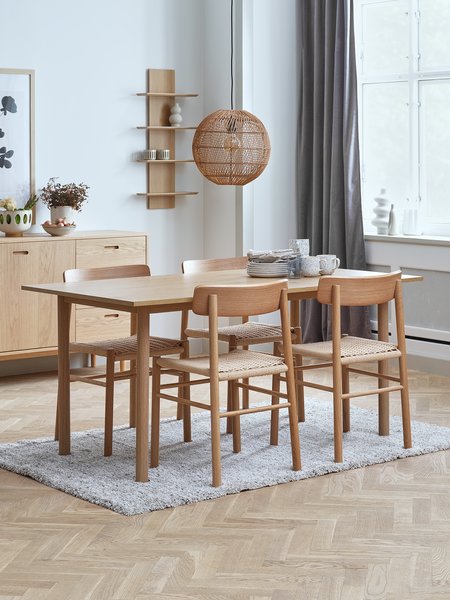 ALSTED L160 tafel eiken + 4 ISLEV stoelen eiken