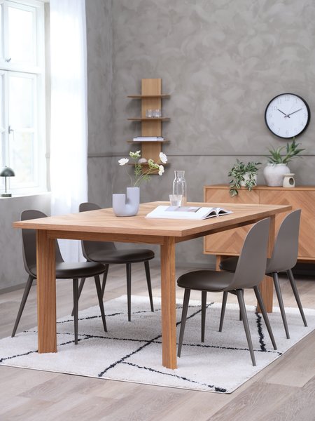 HARESKOV L200 tafel eiken + 4 ULDAL stoelen bruin