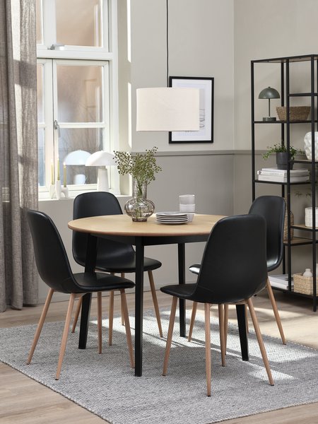 JEGIND D105 table oak + 4 JONSTRUP chairs black/oak