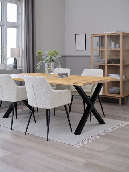 ROSLEV L200 natural oak + 4 PURHUS off-white/black