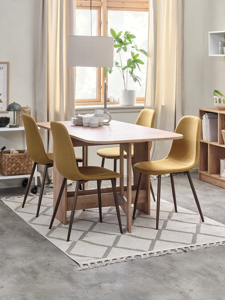 ALLING L100/163 table chêne + 4 JONSTRUP chaises curry