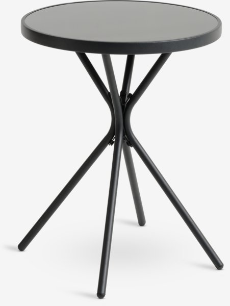 Mesa RADSTRUP Ø60 + 2 sillas MELLBY negro