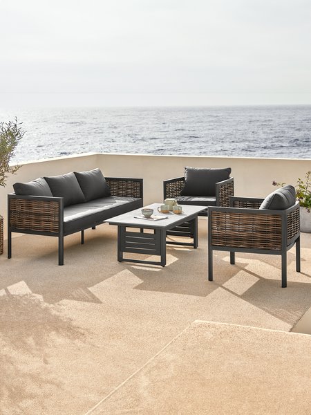 Set muebles jardín SALTEN 5 plazas secado rápido negro