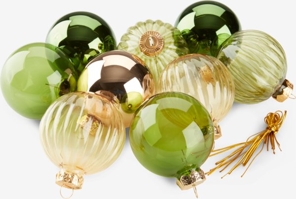 Christmas bauble STALL pack of 9 D6cm glass