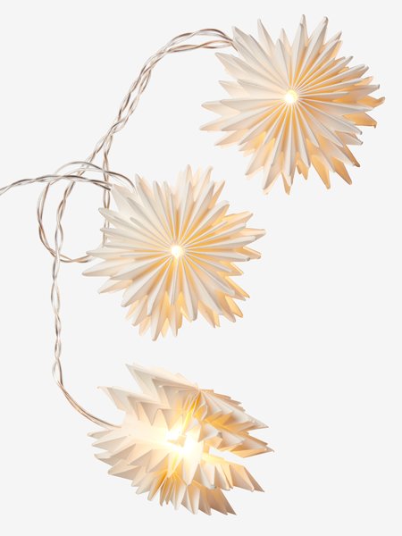 Lyskæde PLATIN L150cm m/stjerner m/LED og timer