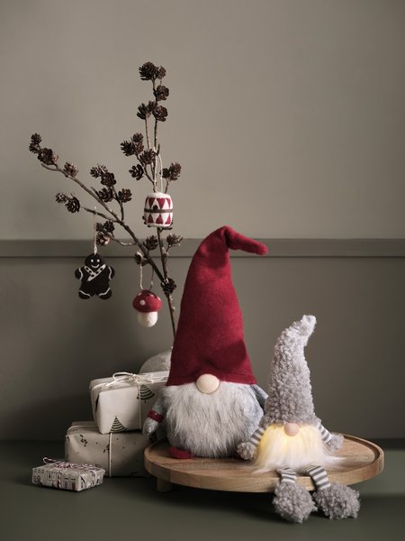 Kerstdecoratie MIMER 3 stuks bruin/rood/wit