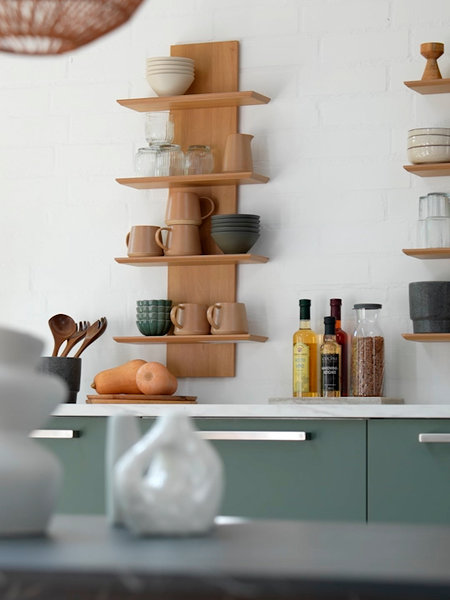 Wall shelf BORUM 4 shelves oak colour