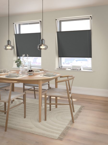 Store plissé occultant HVEN 90x130cm gris double sens