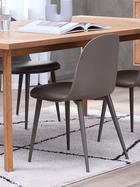 HARESKOV L200 Tisch Eiche + 4 ULDAL Stühle braun JYSK