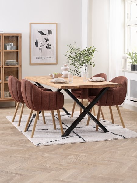 Silla de comedor INGERSLEV terracota/color roble