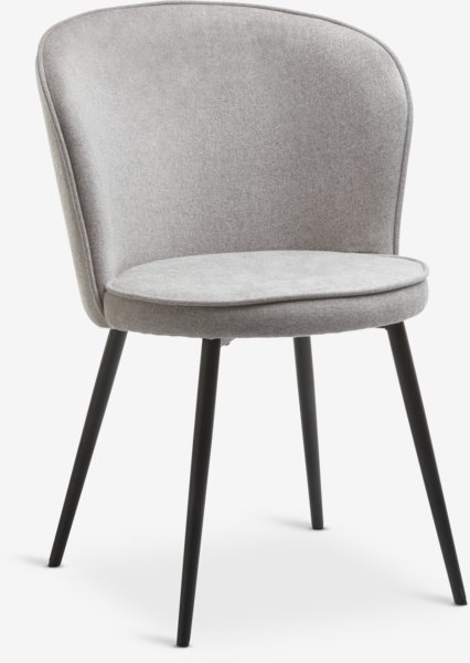 Dining chair RISSKOV light grey fabric/black