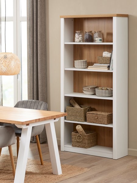 Bookcase MARKSKEL 5 shelves white/oak colour