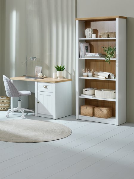 Bookcase MARKSKEL 5 shelves white/oak colour