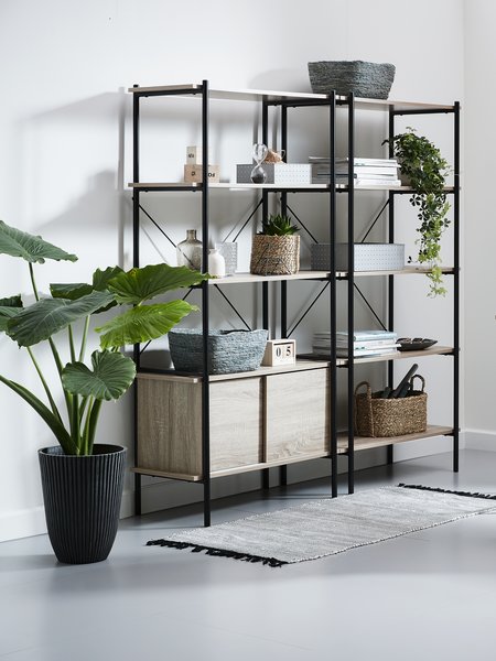 Shelving unit VANDBORG 5 shelves. oak/black