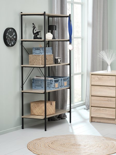 Shelving unit VANDBORG 5 shelves. oak/black