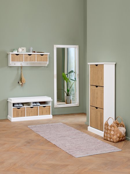 Panca OLDEKROG 3 cassetti bianco/rovere