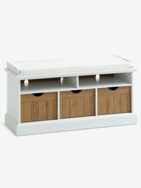 Banc OLDEKROG 3 tiroirs blanc/chêne