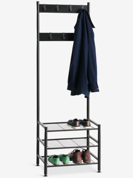 Hallway unit ELVERUM 3 shelves black steel