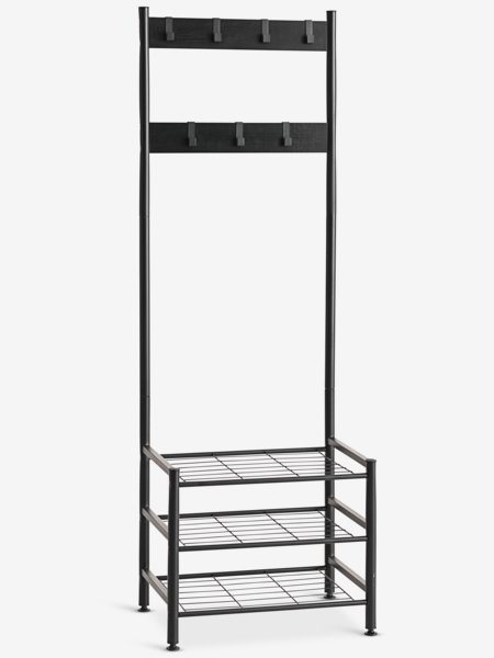 Hallway unit ELVERUM 3 shelves black steel