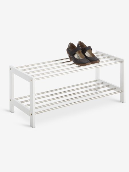 Shoe rack EGESKOV 2 shelves steel/white