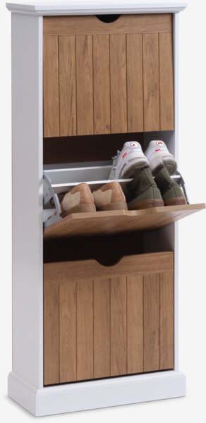 Shoe cabinet OLDEKROG 3 compartments white/oak